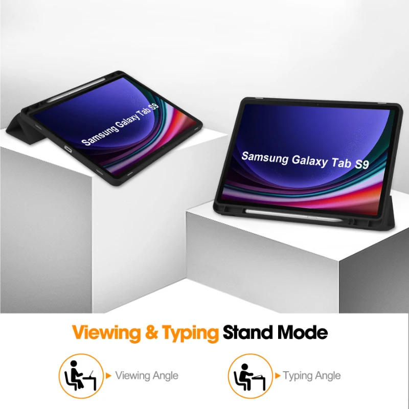 Калъф за Samsung Galaxy Tab S9 11 инча (випуск 2023 г., SM-x710B/x718U) с притежателя на S Pen, Противоударной Трехстворчатой стойка за таблет Изображение 2