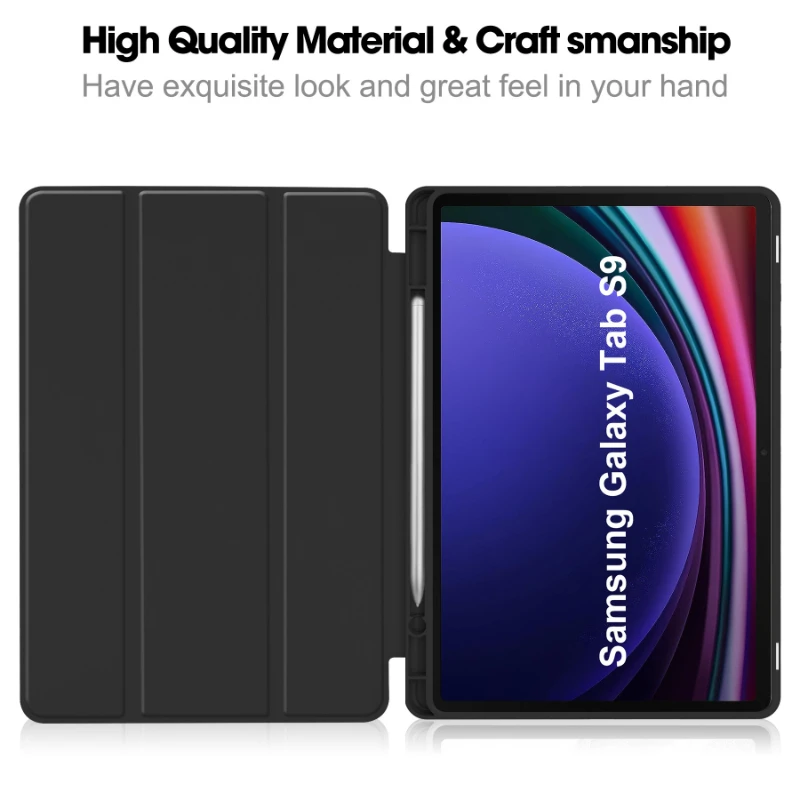 Калъф за Samsung Galaxy Tab S9 11 инча (випуск 2023 г., SM-x710B/x718U) с притежателя на S Pen, Противоударной Трехстворчатой стойка за таблет Изображение 4