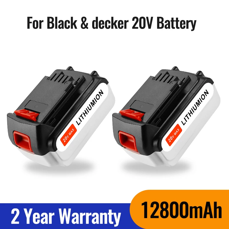 100% оригинална Литиево-йонна Акумулаторна Батерия 20 В 12800 ма, Сменяеми батерии за електрически инструменти BLACK & DECKER LB20 LBX20 LBXR20 Изображение 0