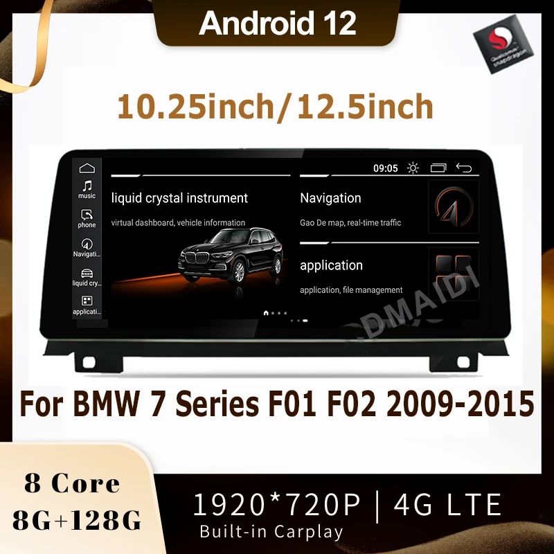 Авто Мултимедиен Плеър с Android 12 8 основната 8G + 128G GPS Навигация За BMW 7 Серия F01 F02 2009-2015 Стерео CarPlay Изображение 0