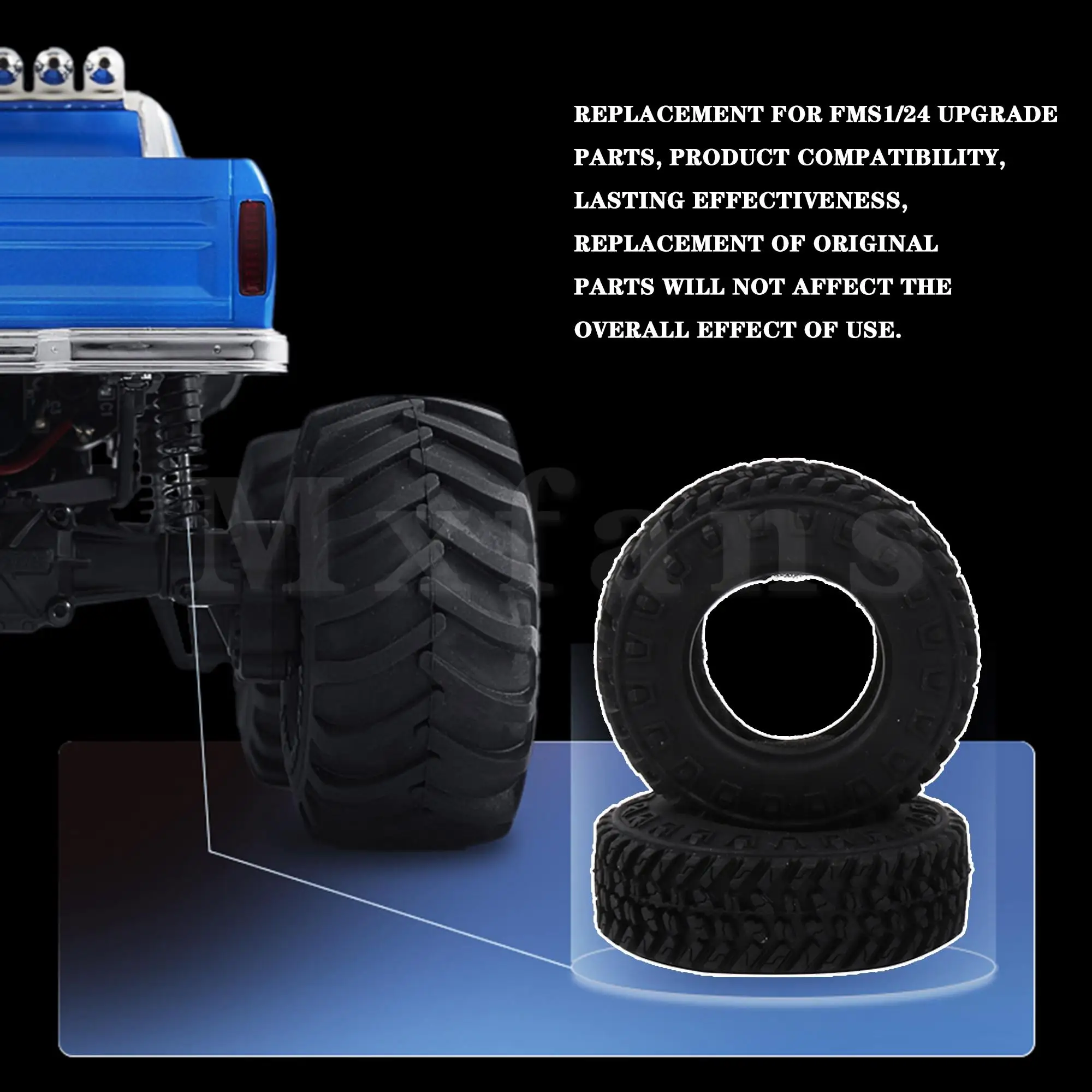 Mxfans 4 бр. RC гуми от каучук 60 mm OD x 20 мм T Замяна за FMS C3053BL 1:24 Изображение 2
