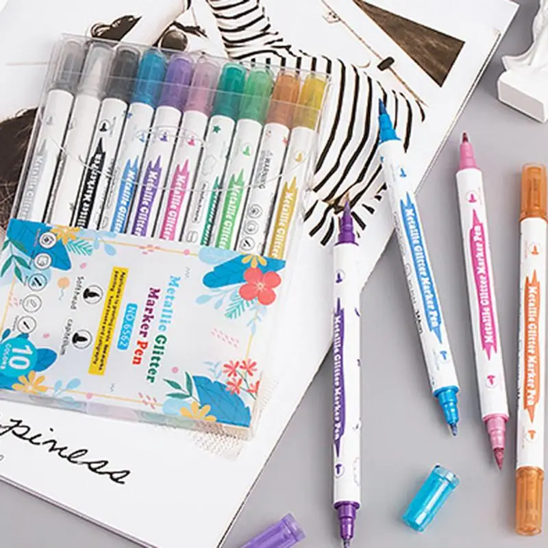 10 цветове Мека четка, писалка писалка за производство на карти за подаръци за рожден ден, цветна художествена дръжка, изготвяне на фотоалбум със собствените си ръце Изображение 1