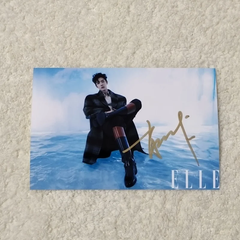 Въведете Zhan ELLE Magazine 2022 снимка с автограф на 6 инча, без печат в подарък на приятел за рожден ден Изображение 5