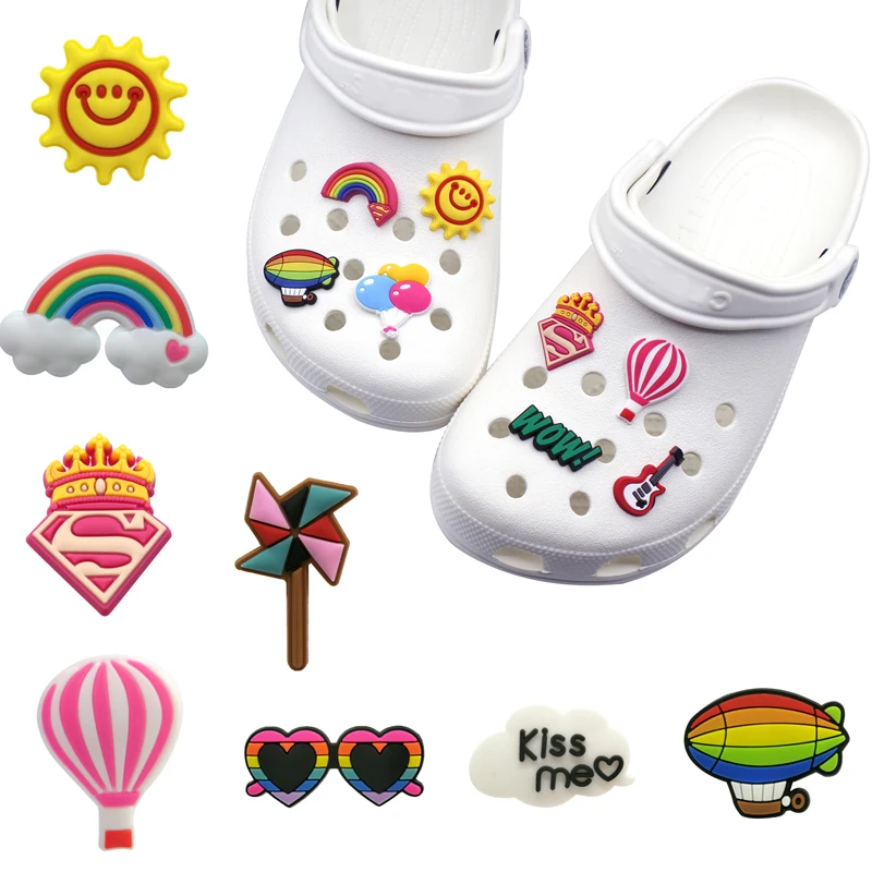 1 бр. висулки за обувки от PVC, балон/дъга/слънчеви очила/Аксесоари за декорация на обувки от слънцето за детски партита Croc jibz Изображение 0