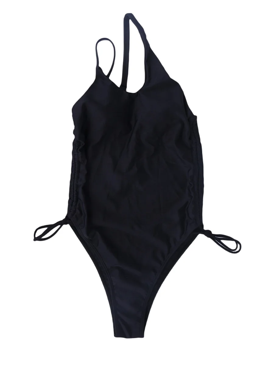 Нов модерен женски нередовен гащеризон, бански костюми, лятно бикини с завязками с едно рамо, без ръкави, плажно облекло, бански костюми размер S, M, L Изображение 3