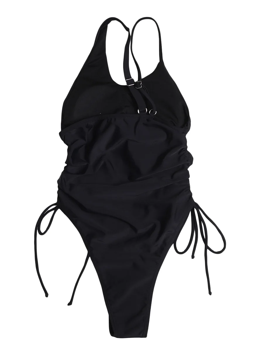 Нов модерен женски нередовен гащеризон, бански костюми, лятно бикини с завязками с едно рамо, без ръкави, плажно облекло, бански костюми размер S, M, L Изображение 4