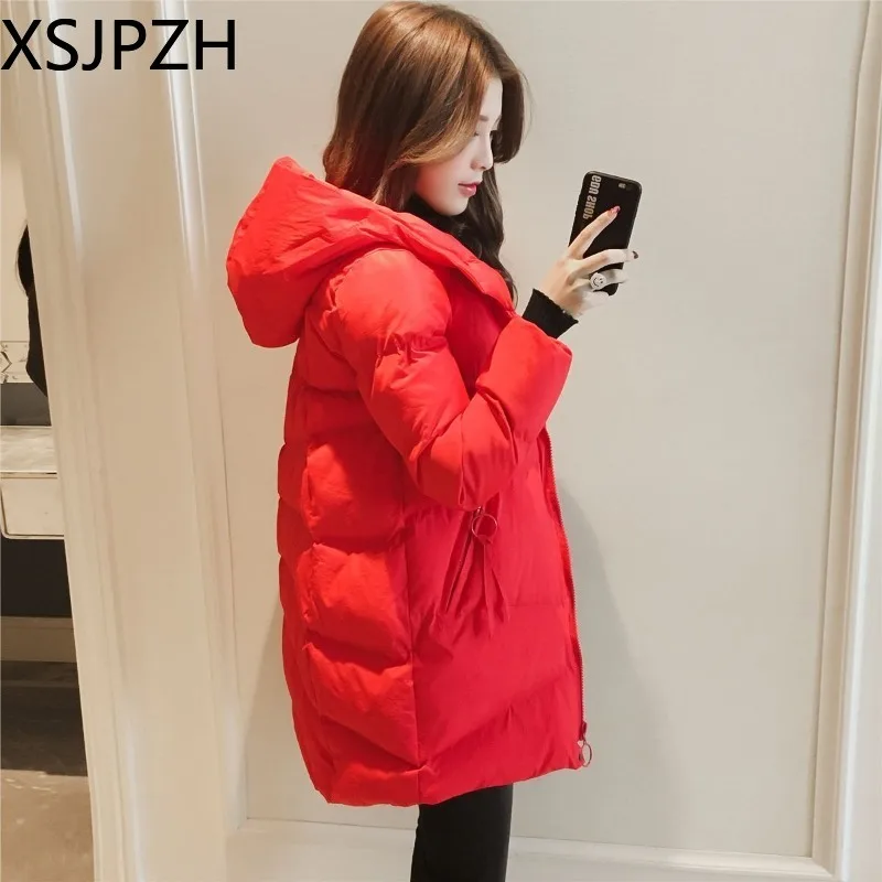 Есенно-зимни дамски дрехи 2023, ново палто, с памучна подплата, със средна дължина, модни свободна дебела топло яке с качулка за отслабване Изображение 1