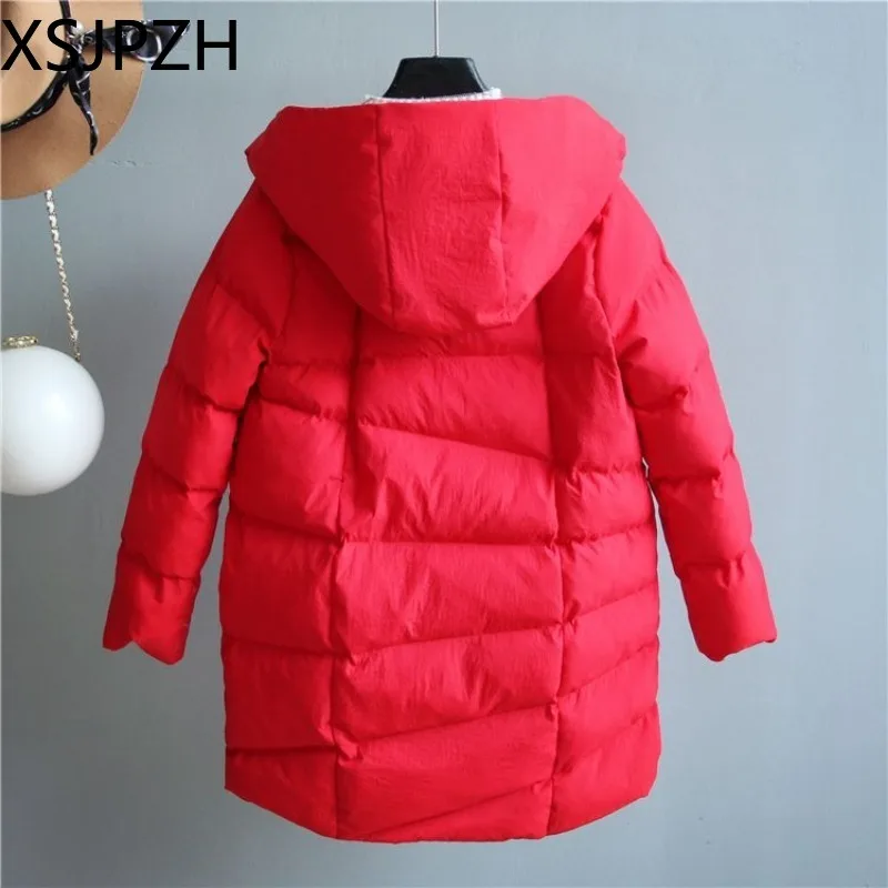 Есенно-зимни дамски дрехи 2023, ново палто, с памучна подплата, със средна дължина, модни свободна дебела топло яке с качулка за отслабване Изображение 5