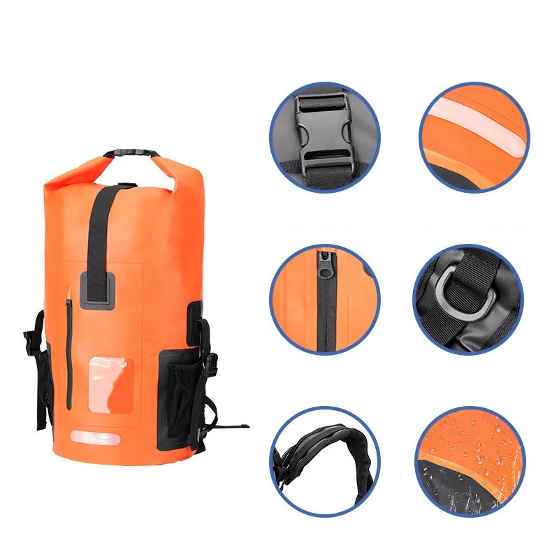 35Л, уличен водоустойчива раница с голям капацитет, сух пакет, устойчив на абразия IPX6, спортна чанта за плуване, за разходки, сърф, гмуркане Изображение 3