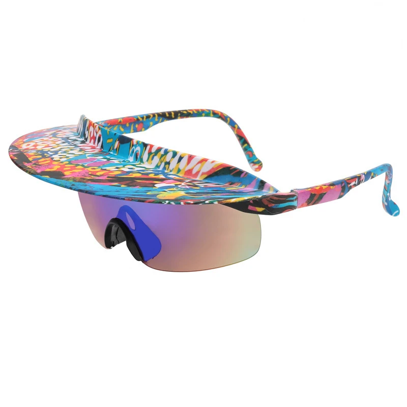 Слънчеви очила Унисекс, колоездене, очила, МТБ, цветен твърди шапка с периферия, спортни очила за къмпинг, модни слънчеви очила за колоездене в големи рамки Изображение 0