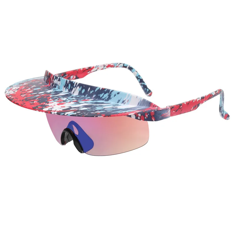 Слънчеви очила Унисекс, колоездене, очила, МТБ, цветен твърди шапка с периферия, спортни очила за къмпинг, модни слънчеви очила за колоездене в големи рамки Изображение 4