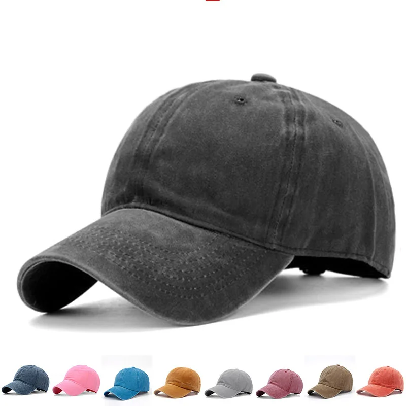 Мъжки памучен однотонная бейзболна шапка за почивка, дамски регулируем обтегач, ковбойская шапка от слънце, пролет-есен Изображение 0