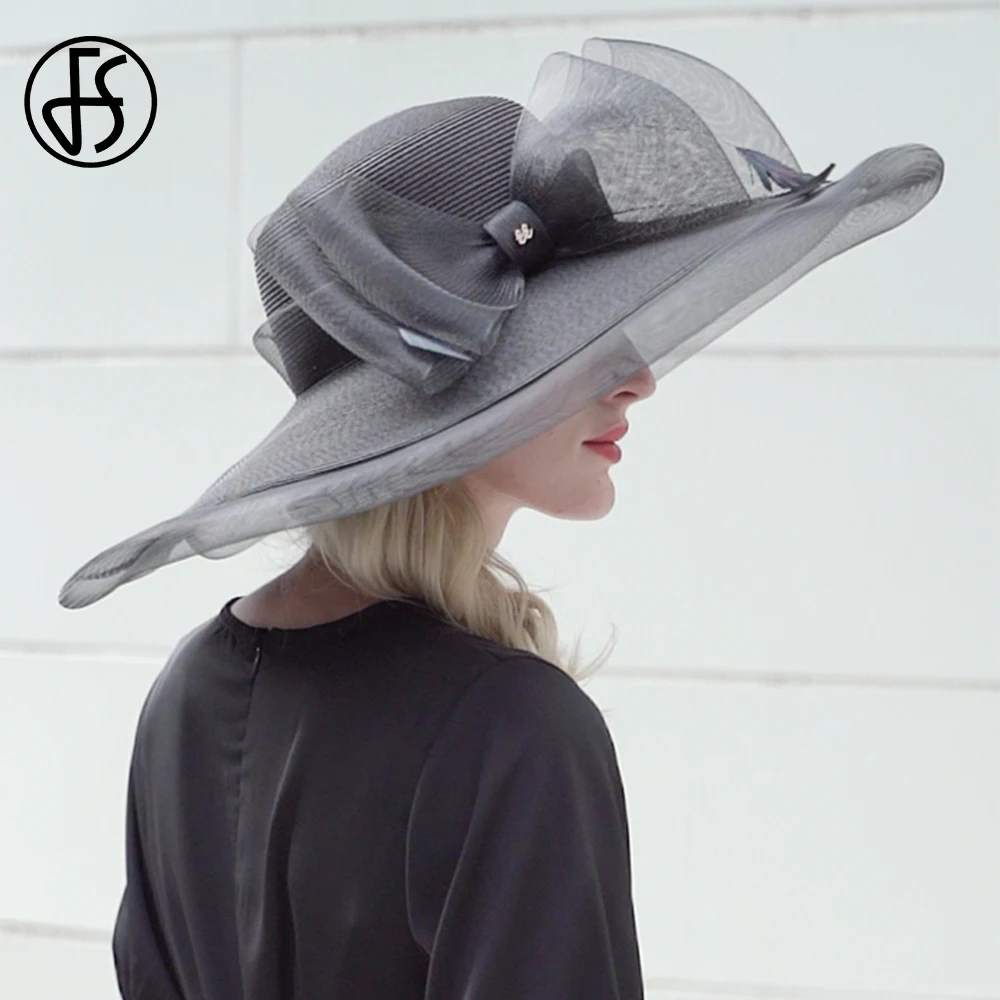 FS 2023, летни шапки с широка периферия, козирка, женски сгъваеми, шапки, шапка Кентъки, дамски празнична защита от ултравиолетови лъчи, плажна фетровая шапка, дамски Изображение 3