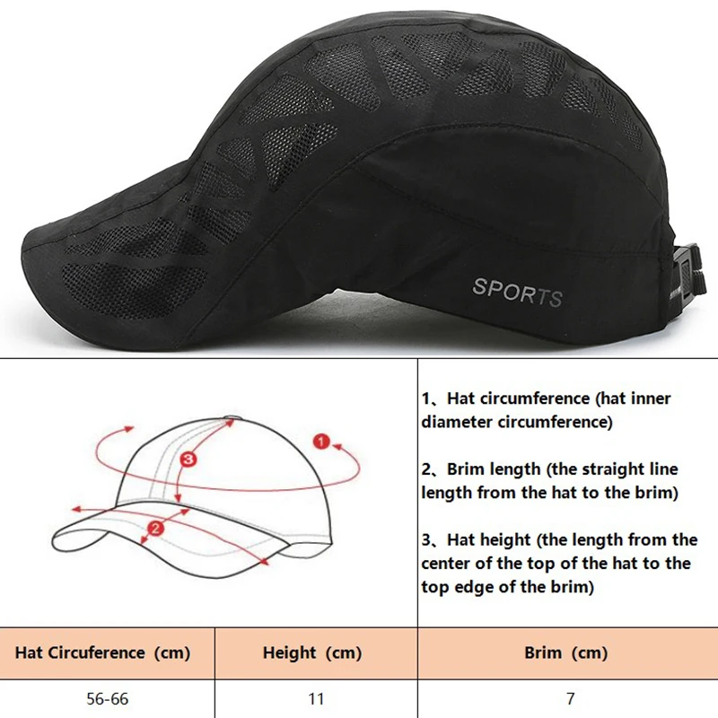 Лятна бързосъхнеща бейзболна шапка на мъжки дамски окото дишаща солнцезащитная шапка за спортове на открито, риболов, колоездене, слънчеви шапки, регулируем шапка Изображение 4