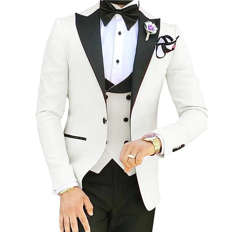 Нов костюм 2023 г., Мъжки костюм от три части, Корейската версия, Приталенная Модел, Бизнес Костюм за Младоженеца, Сватбена рокля на Булката, Мъжки костюм Изображение 0
