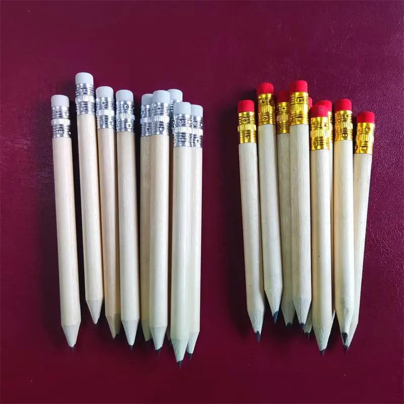 100шт 10 см Къси Дървени Моливи с Ластиками Кавайные Моливи за Писане на Ученически Пособия, Канцеларски Мини-Моливи за Детска Рисунка Изображение 0
