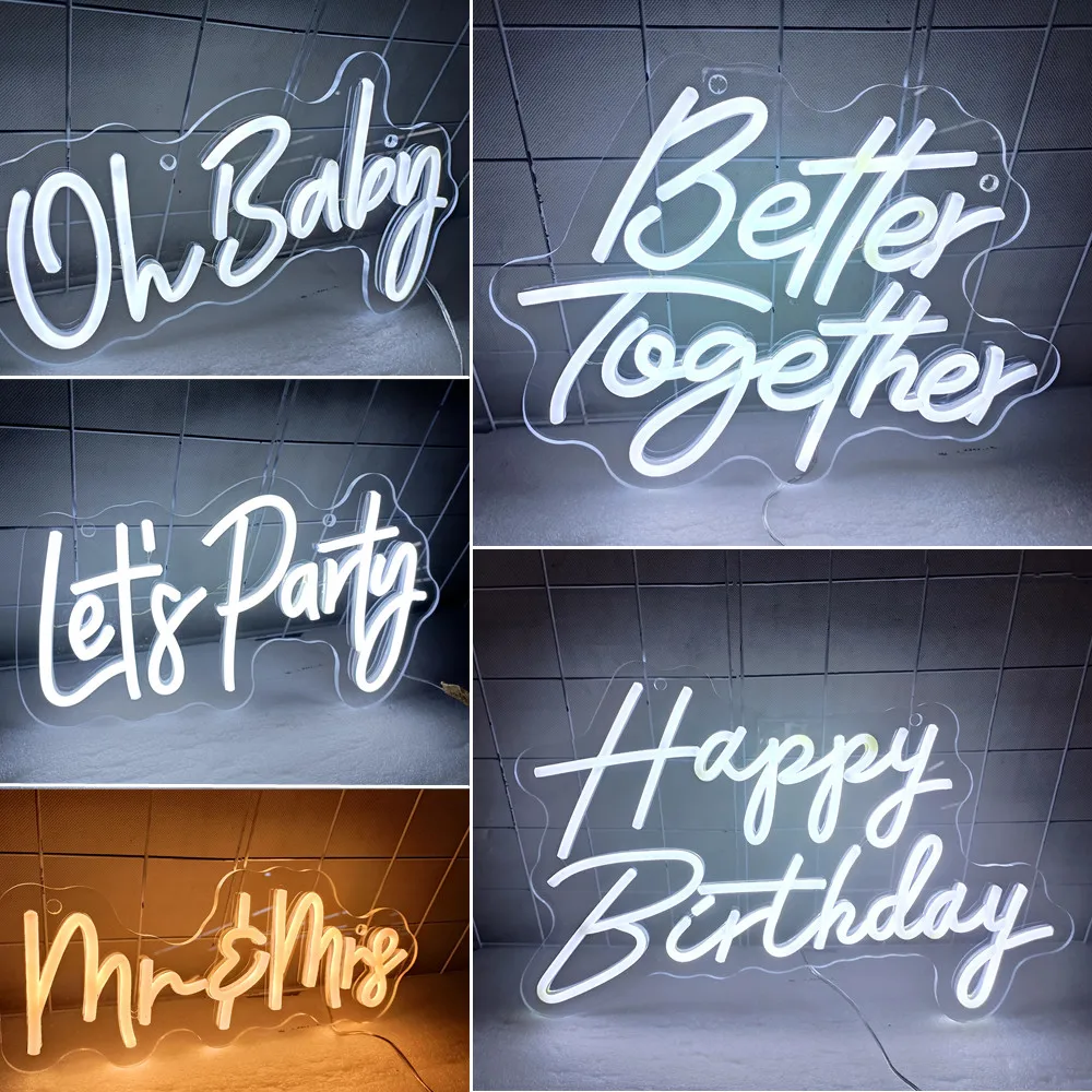 Персонални неон led табела, стенни знак за сватба, рожден ден, неонова реклама, прозрачна акрилна неон led светлини за декор на стаята Изображение 1
